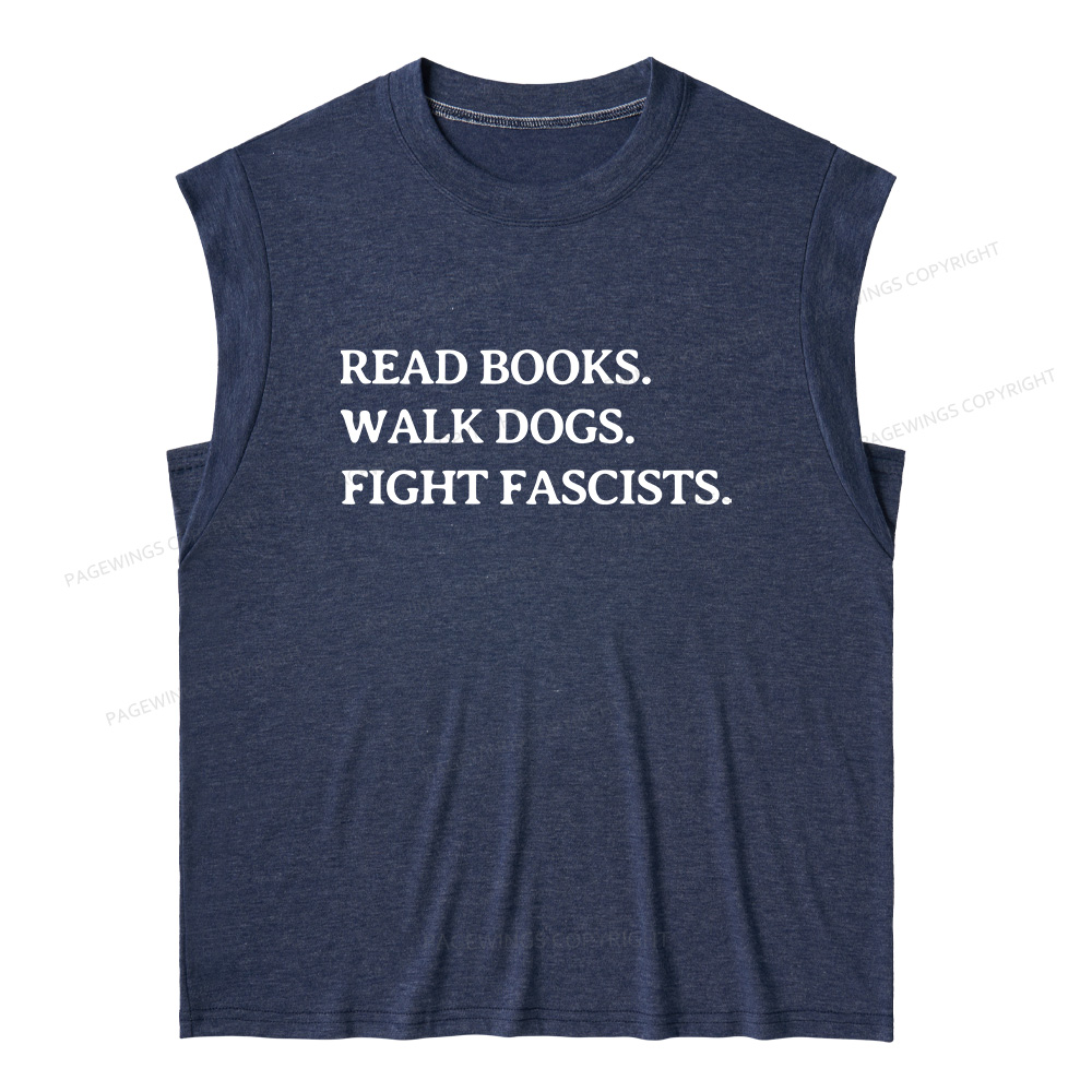 Pagewings Read Books Walk Dogs And Fight13236 Bookish Women's Heather Tank Top