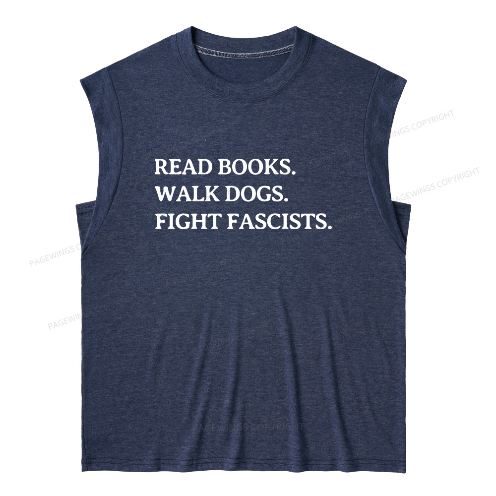 Pagewings Read Books Walk Dogs And Fight13236 Bookish Women's Heather Tank Top