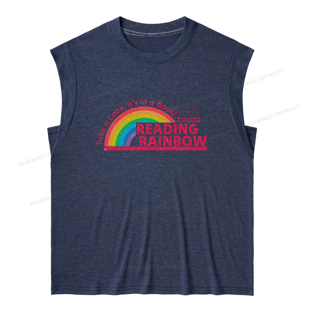 Pagewings Reading With Rainbow11479 Bookish Women's Heather Tank Top