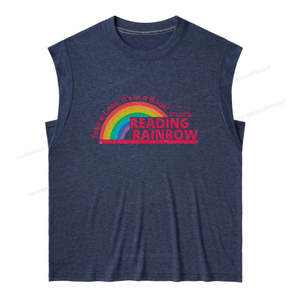 Pagewings Reading With Rainbow11479 Bookish Women's Heather Tank Top
