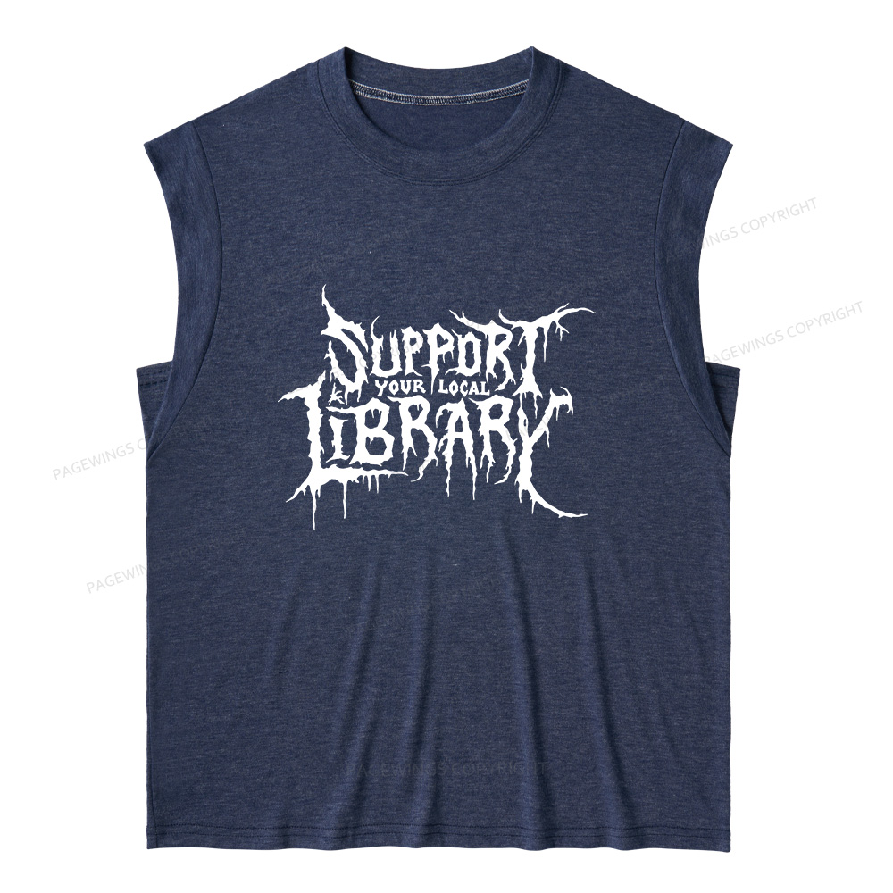Pagewings Support Your Local Library 11432 Bookish Women's Heather Tank Top