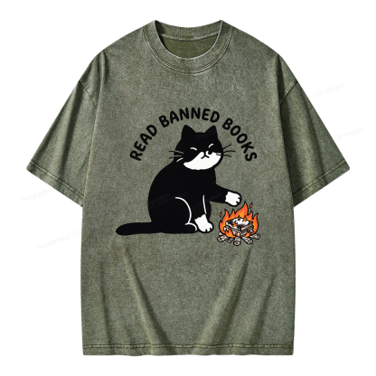 Pagewings Read Banned Books Unisex Washed T-shirt