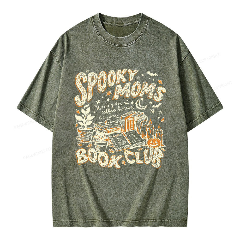 Pagewings Spooky Moms Book Club Unisex Washed T-shirt