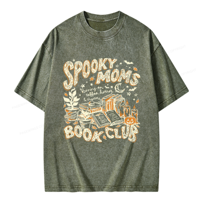 Pagewings Spooky Moms Book Club Unisex Washed T-shirt