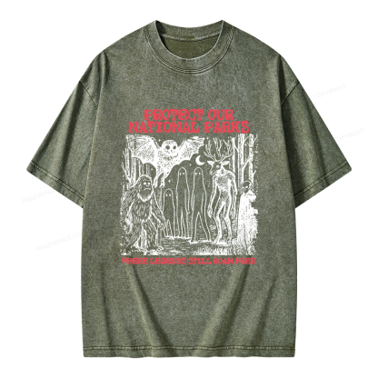 Pagewings Protect Our Parks Vintage Camping Unisex Washed T-shirt