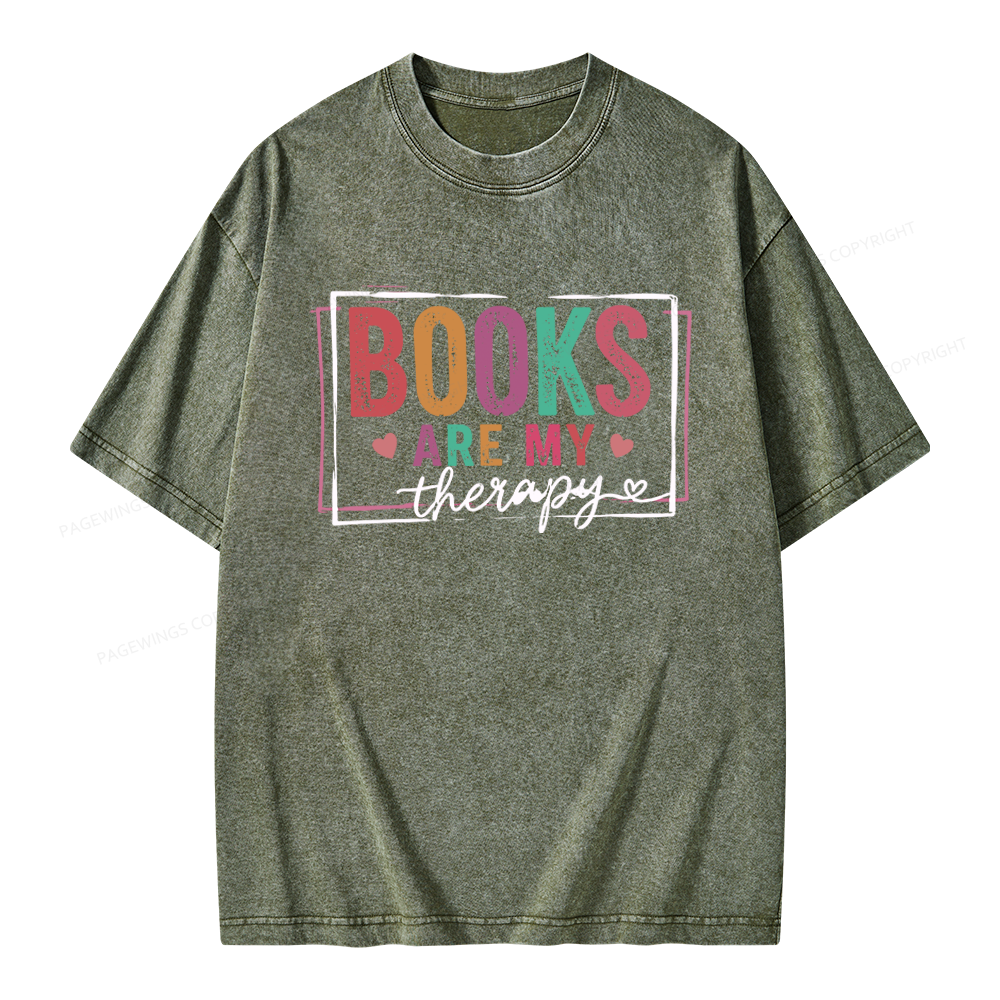 Pagewings Books Are My Therapy Unisex Washed T-shirt