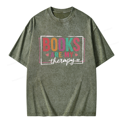 Pagewings Books Are My Therapy Unisex Washed T-shirt