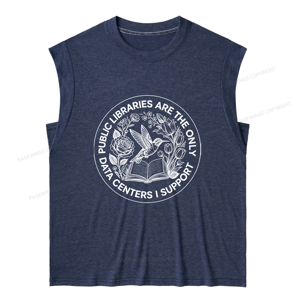 Pagewing Public Libraries are the only Data Centers I Support 16091 Bookish Women's Heather Tank Top