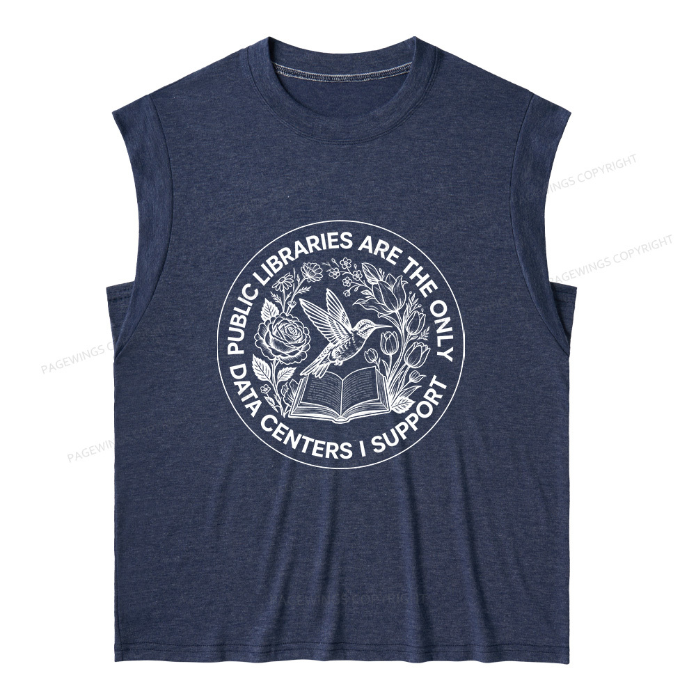 Pagewing Public Libraries are the only Data Centers I Support 16091 Bookish Women's Heather Tank Top