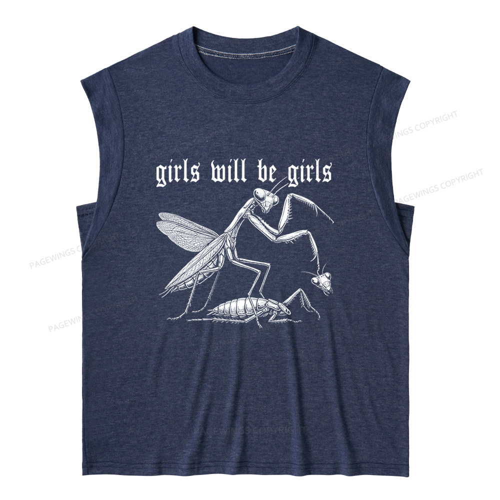 Pagewings Girls Will Be Girls 15526 Bookish Women's Heather Tank Top