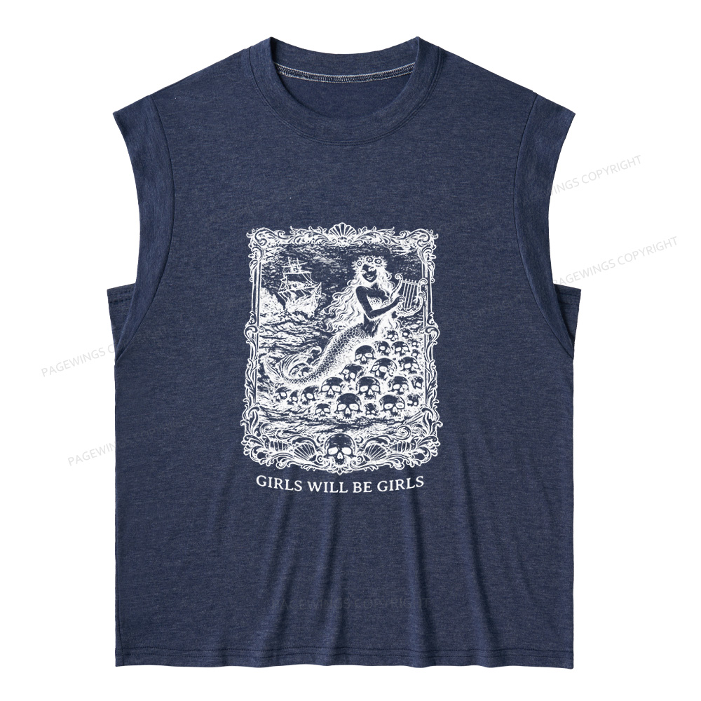 Pagewings Girls Will Be Girls 15607 Bookish Women's Heather Tank Top