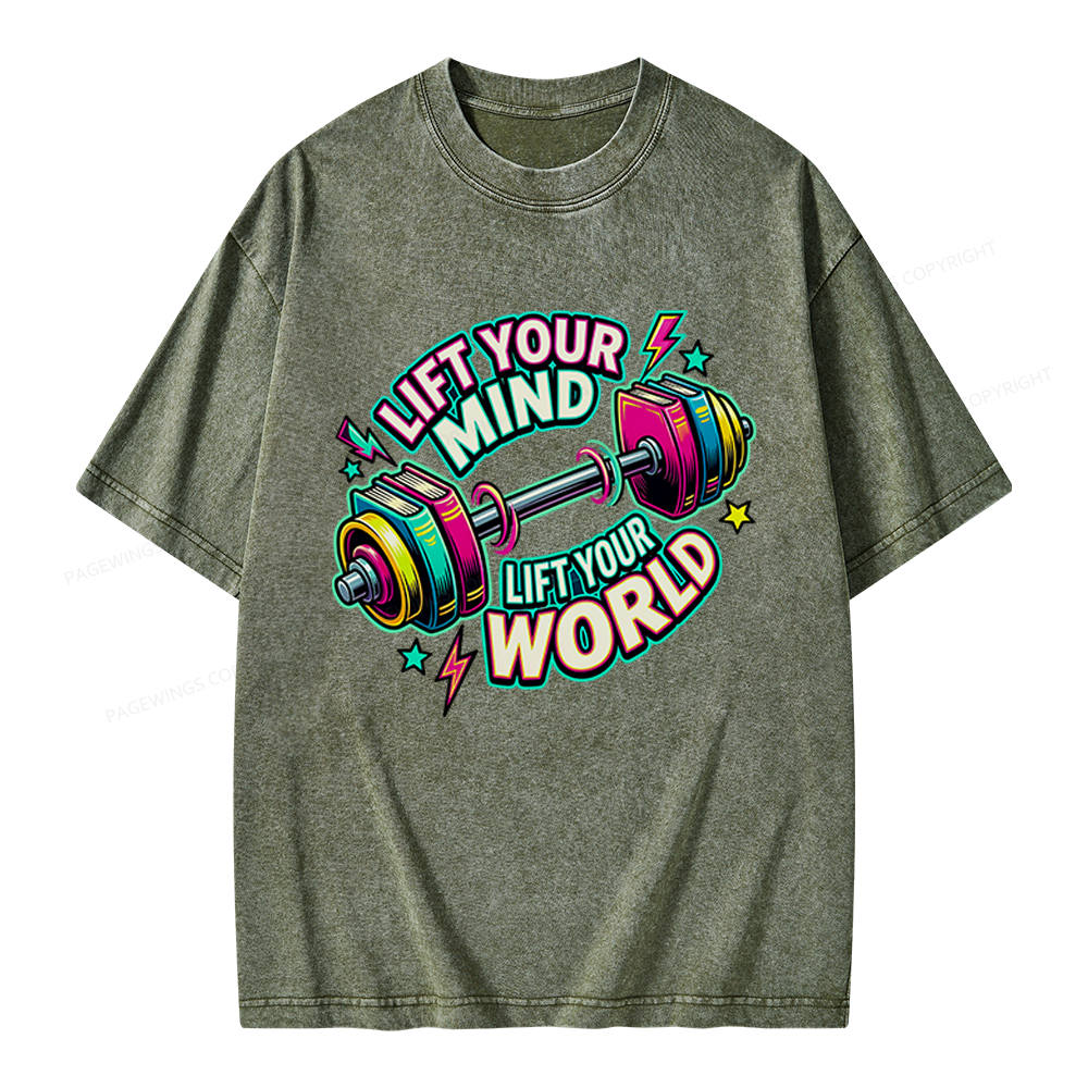 Pagewings Lift Your Mind Lift Your World Unisex Washed T-shirt
