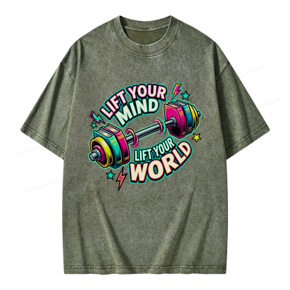 Pagewings Lift Your Mind Lift Your World Unisex Washed T-shirt