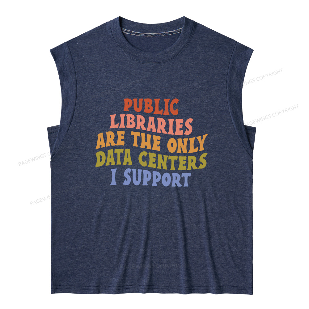 Pagewings Public Libraries Are The Only Data Centers I Support 15898 Bookish Women's Heather Tank Top