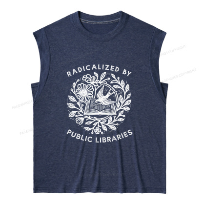 Pagewings Radicalized By Public Libraries 15729 Bookish Women's Heather Tank Top