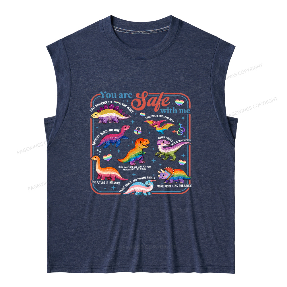 Pagewings You Are Safe With Me 15899 Bookish Women's Heather Tank Top