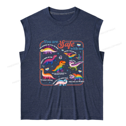 Pagewings You Are Safe With Me 15899 Bookish Women's Heather Tank Top