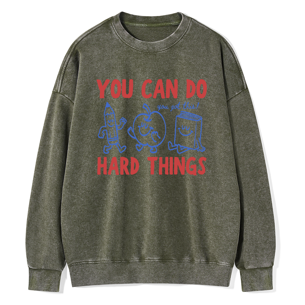 Pagewings You Can Do Hard Things Unisex Washed Sweatshirt