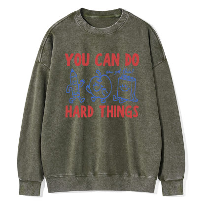 Pagewings You Can Do Hard Things Unisex Washed Sweatshirt