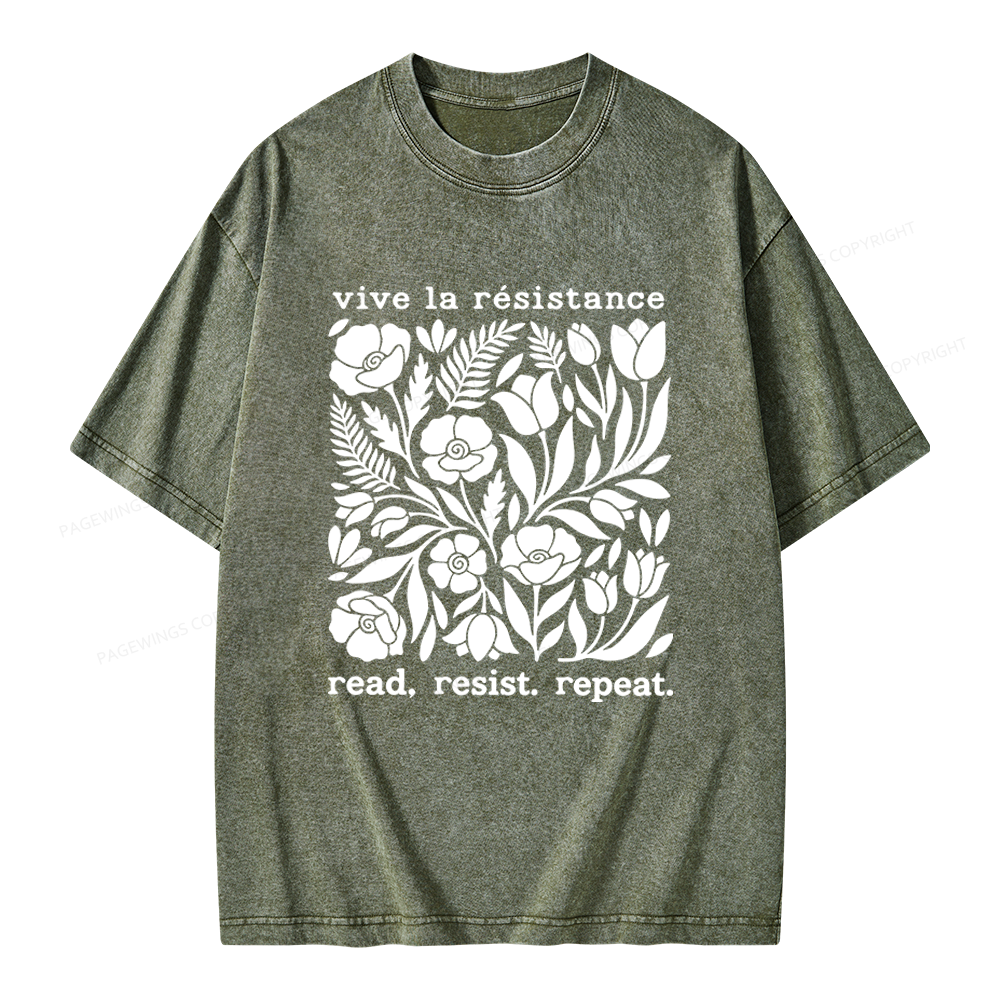 Pagewings Read Resist Repeat Unisex Washed T-shirt
