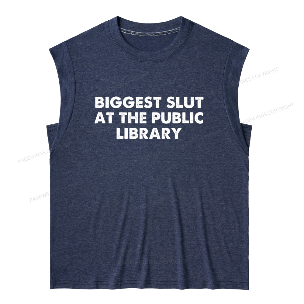 Pagewings Biggest Slut At The Public Library 13016 Bookish Women's Heather Tank Top