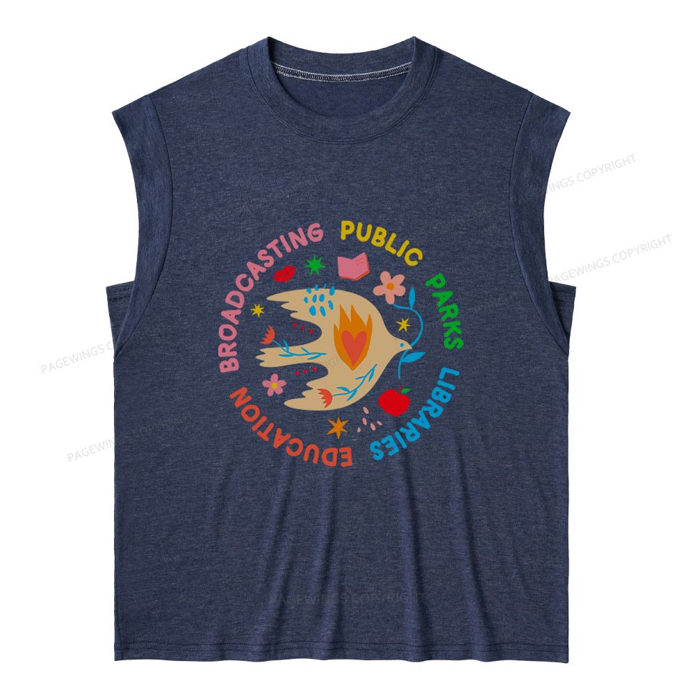 Pagewings Public Parks Libraries Education Broadcasting 12611 Bookish Women's Heather Tank Top