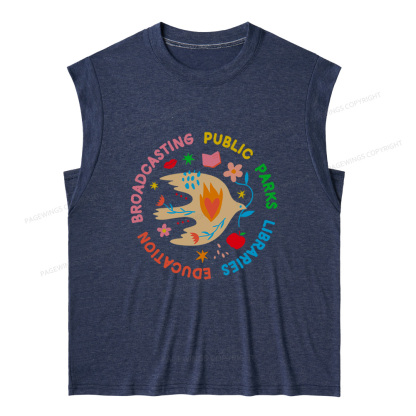 Pagewings Public Parks Libraries Education Broadcasting 12611 Bookish Women's Heather Tank Top