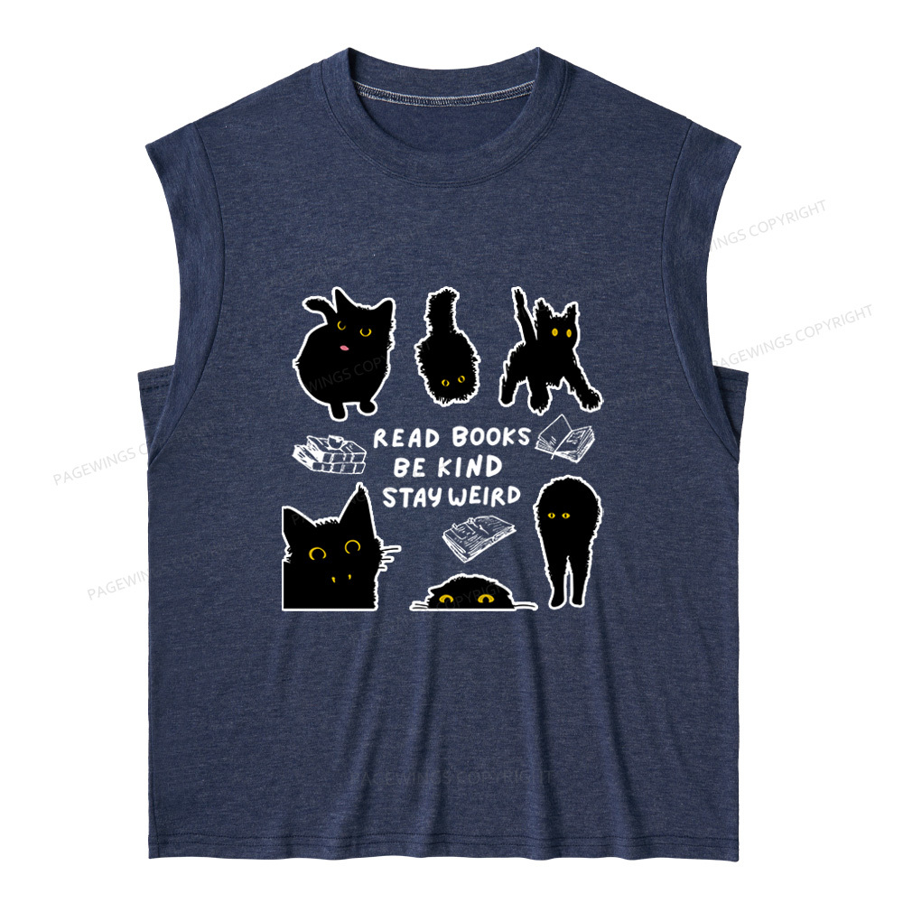 Pagewings Read Books Be Kind Stay Weird 12963 Bookish Women's Heather Tank Top