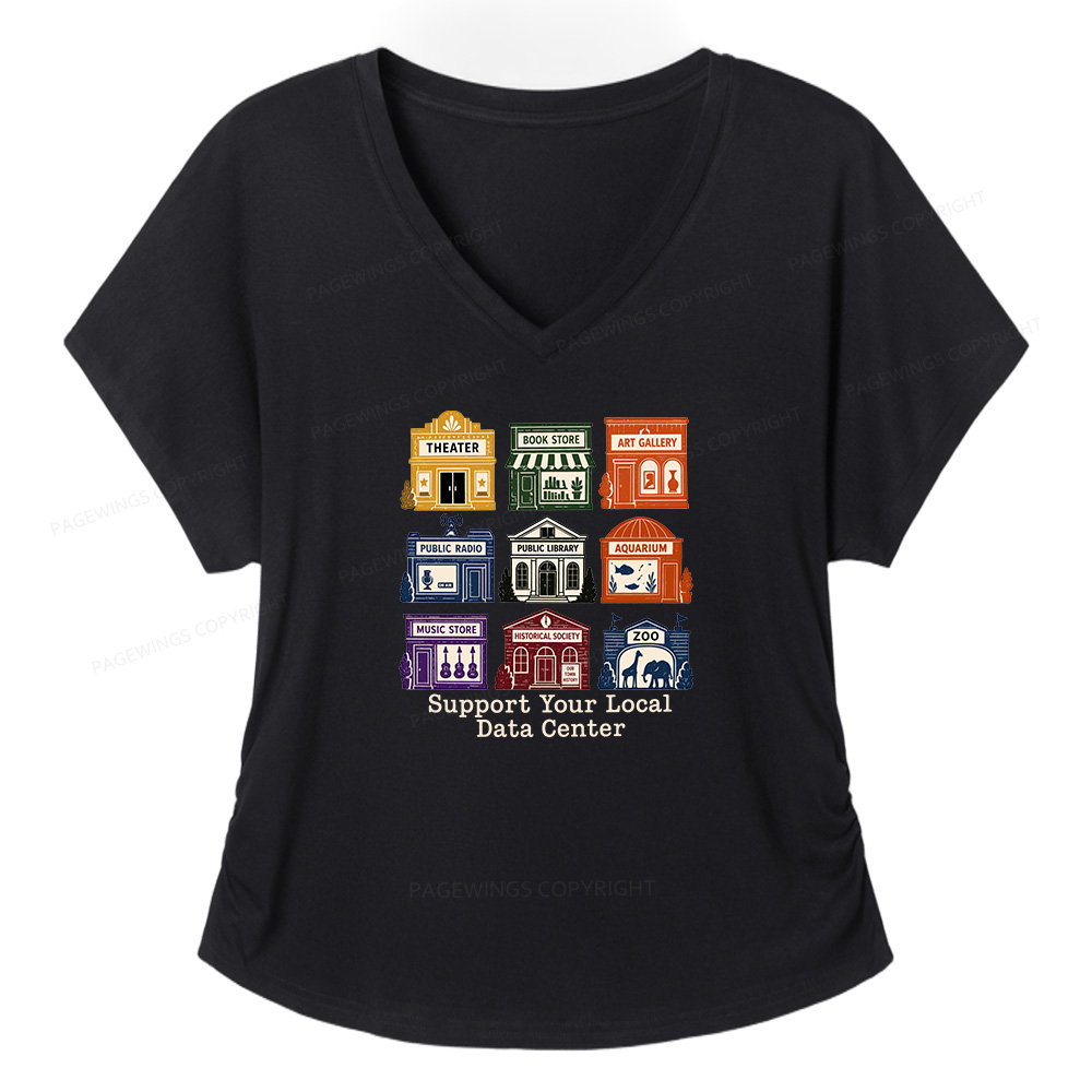Pagewings Support Your Local Data Center Soft Women's Modal V-neck T-shirt  