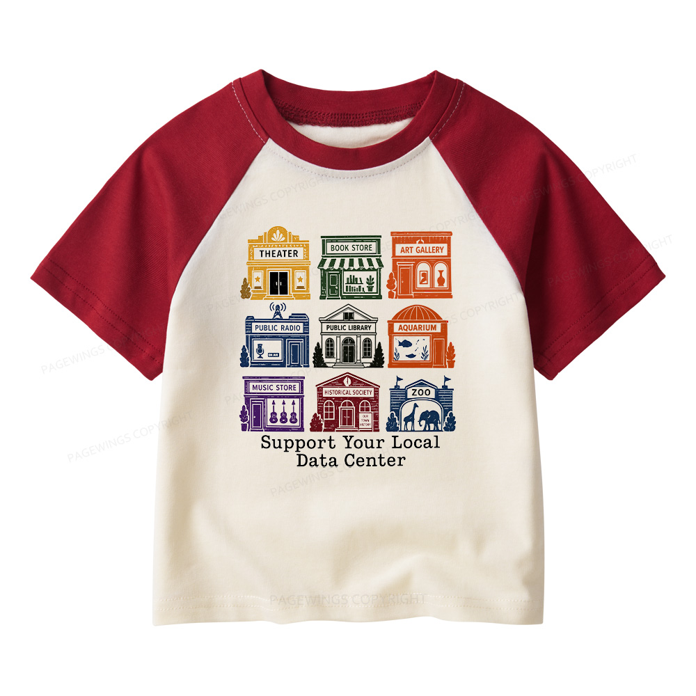 Pagewings Support Your Local Data Center Kids Raglan T-shirt 