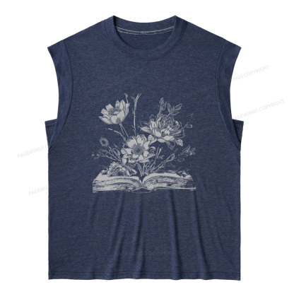 Pagewings Book and Flowers 16324 Bookish Women's Heather Tank Top