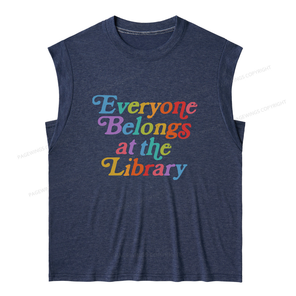 Pagewings Everyone belongs at the library 11357 Bookish Women's Heather Tank Top