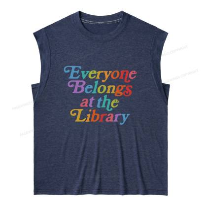 Pagewings Everyone belongs at the library 11357 Bookish Women's Heather Tank Top