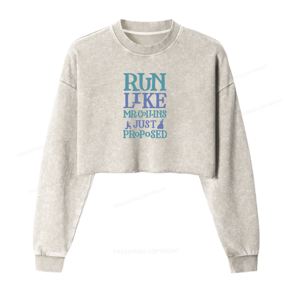 Pagewings Love Book Fan Washed Crop Sweatshirt