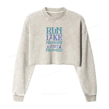Pagewings Love Book Fan Washed Crop Sweatshirt