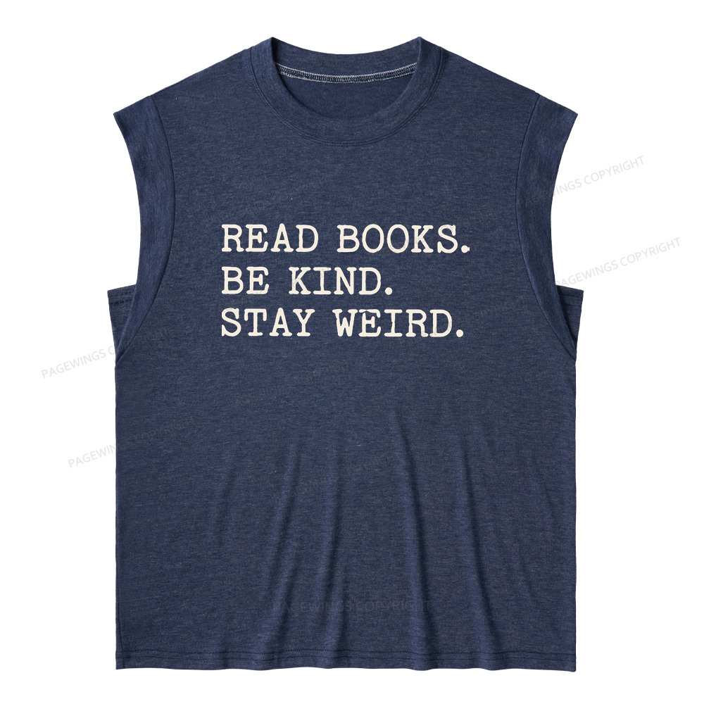 Pagewings Read Books Be Kind Stay Weird 16409 Bookish Women's Heather Tank Top