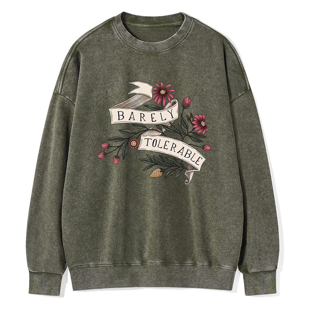 Pagewings Barely Tolerable16238 Read Unisex Washed Sweatshirt