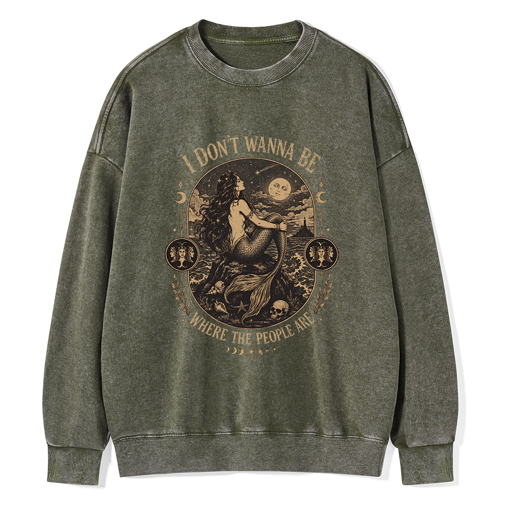 Pagewings I Don't Wanna Be Where The People Are16377 Read Unisex Washed Sweatshirt