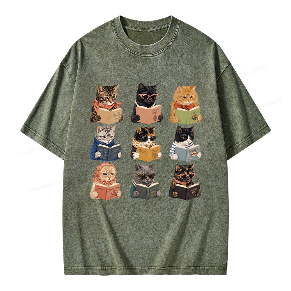 Pagewings Fashion Book Lover Unisex Washed T-shirt