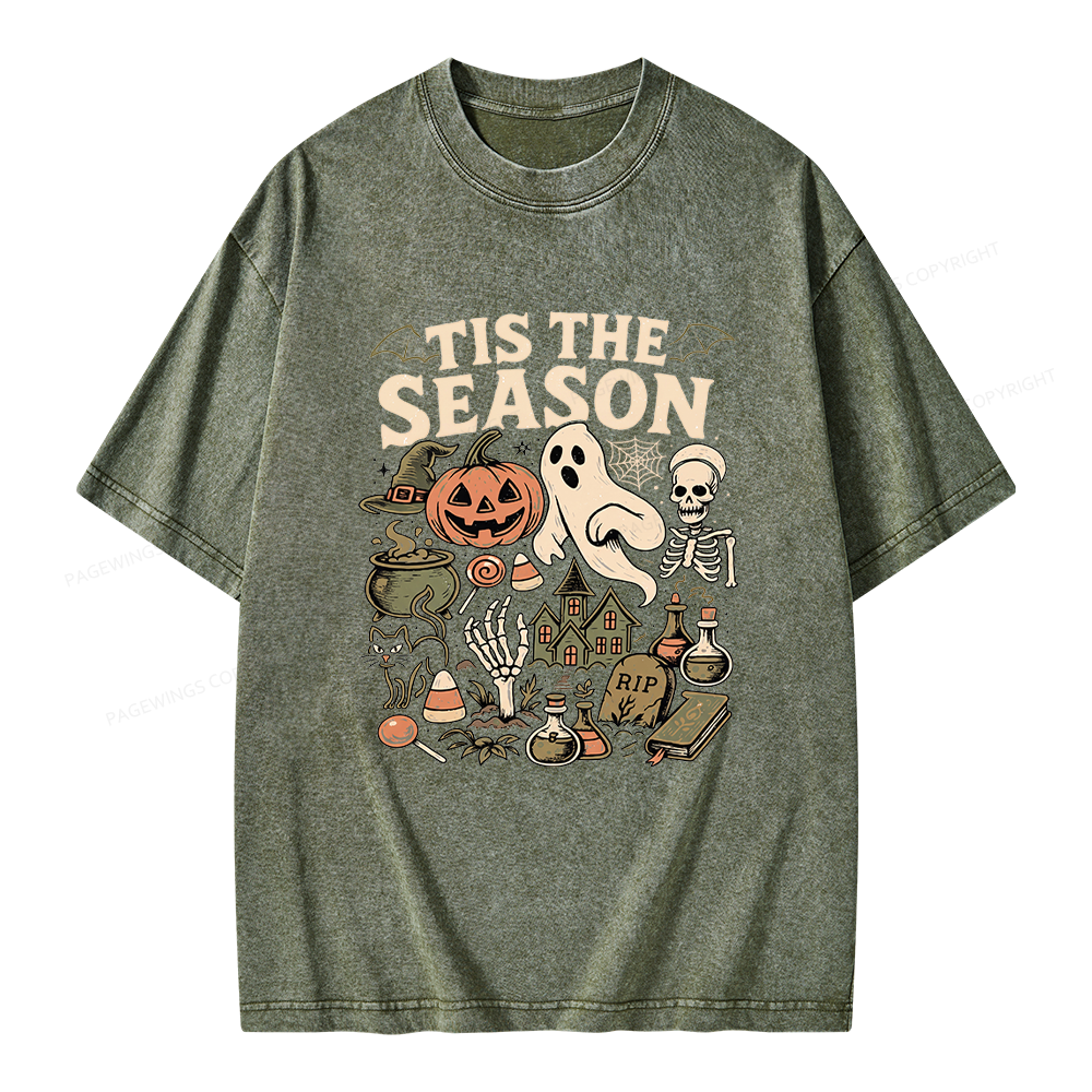 Pagewings Vintage Halloween Unisex Washed T-shirt