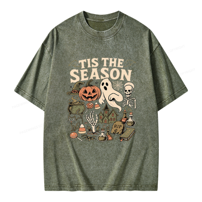 Pagewings Vintage Halloween Unisex Washed T-shirt