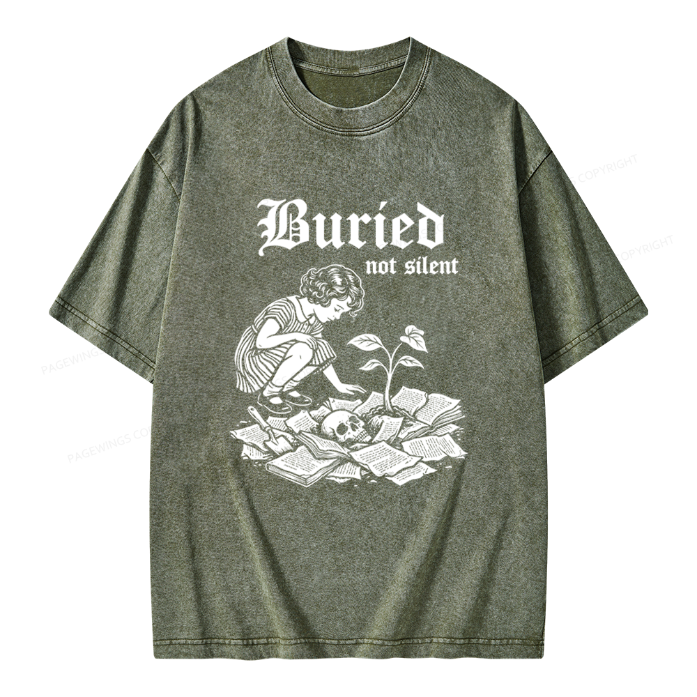 Pagewings Buried Not Silent Unisex Washed T-shirt