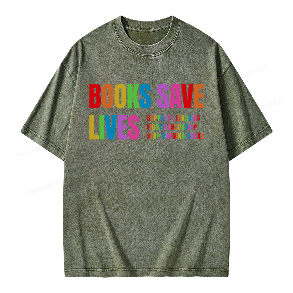 Pagewings Books Save Lives Unisex Washed T-shirt