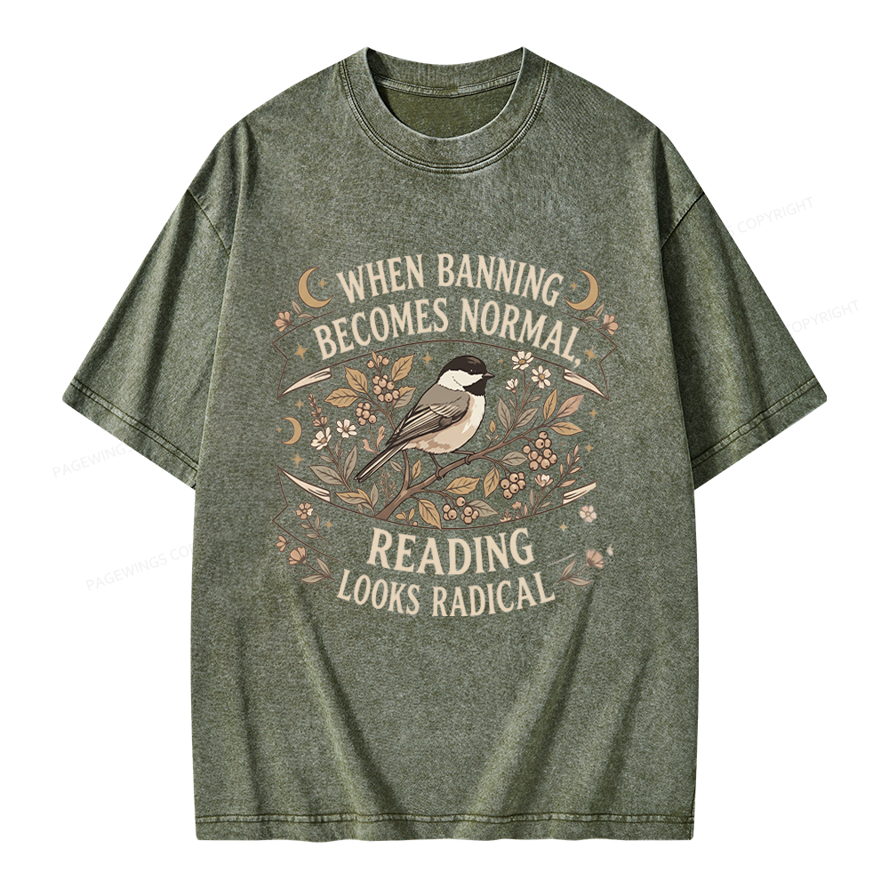 Pagewings Reading Looks Radical Unisex Washed T-shirt