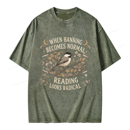 Pagewings Reading Looks Radical Unisex Washed T-shirt
