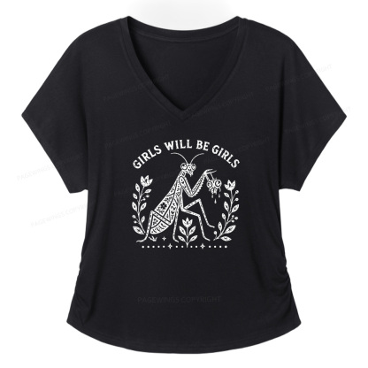 Pagewing Girls Will Be Girls16300 Soft Women's Modal V-neck T-shirt