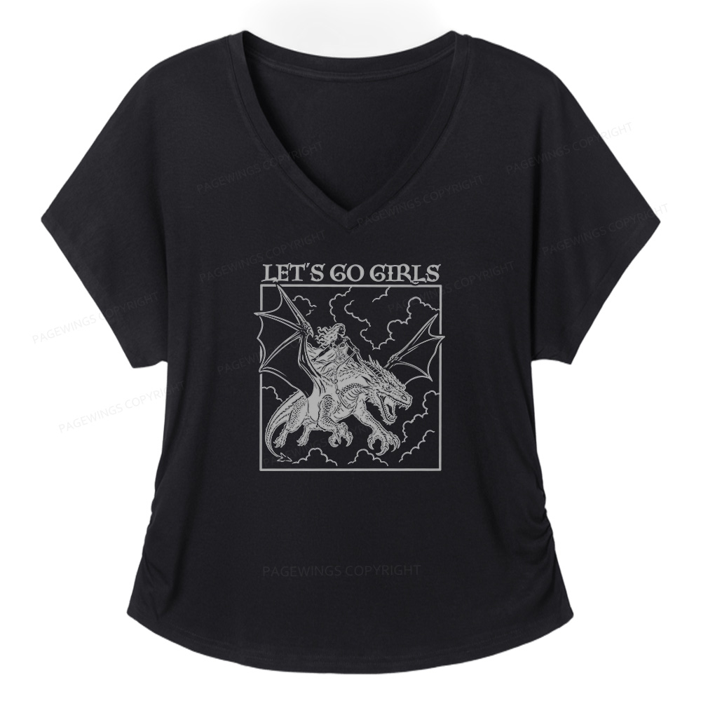 Pagewing Let's Go Girls16145 Soft Women's Modal V-neck T-shirt