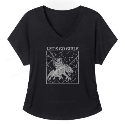 Pagewing Let's Go Girls16145 Soft Women's Modal V-neck T-shirt