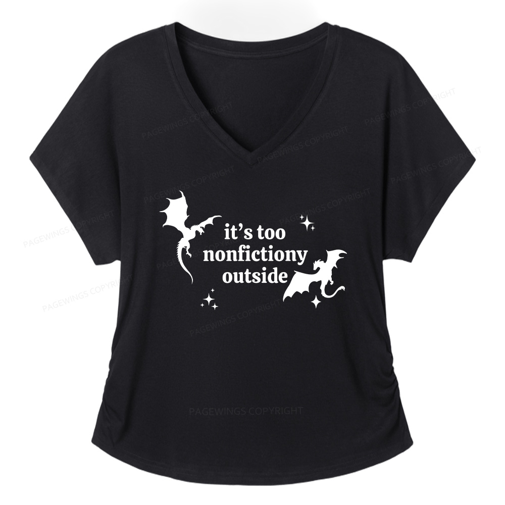 Pagewings It’s Too Nonfictiony Outside13383 Soft Women's Modal V-neck T-shirt