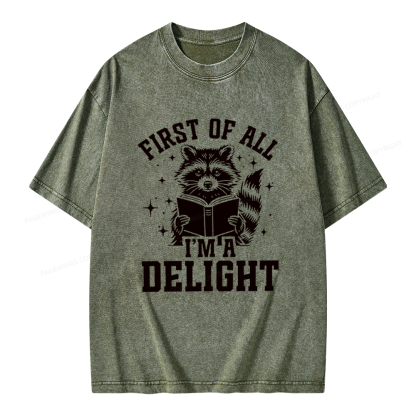 Pagewings First of All I’m a Delight Unisex Washed T-shirt